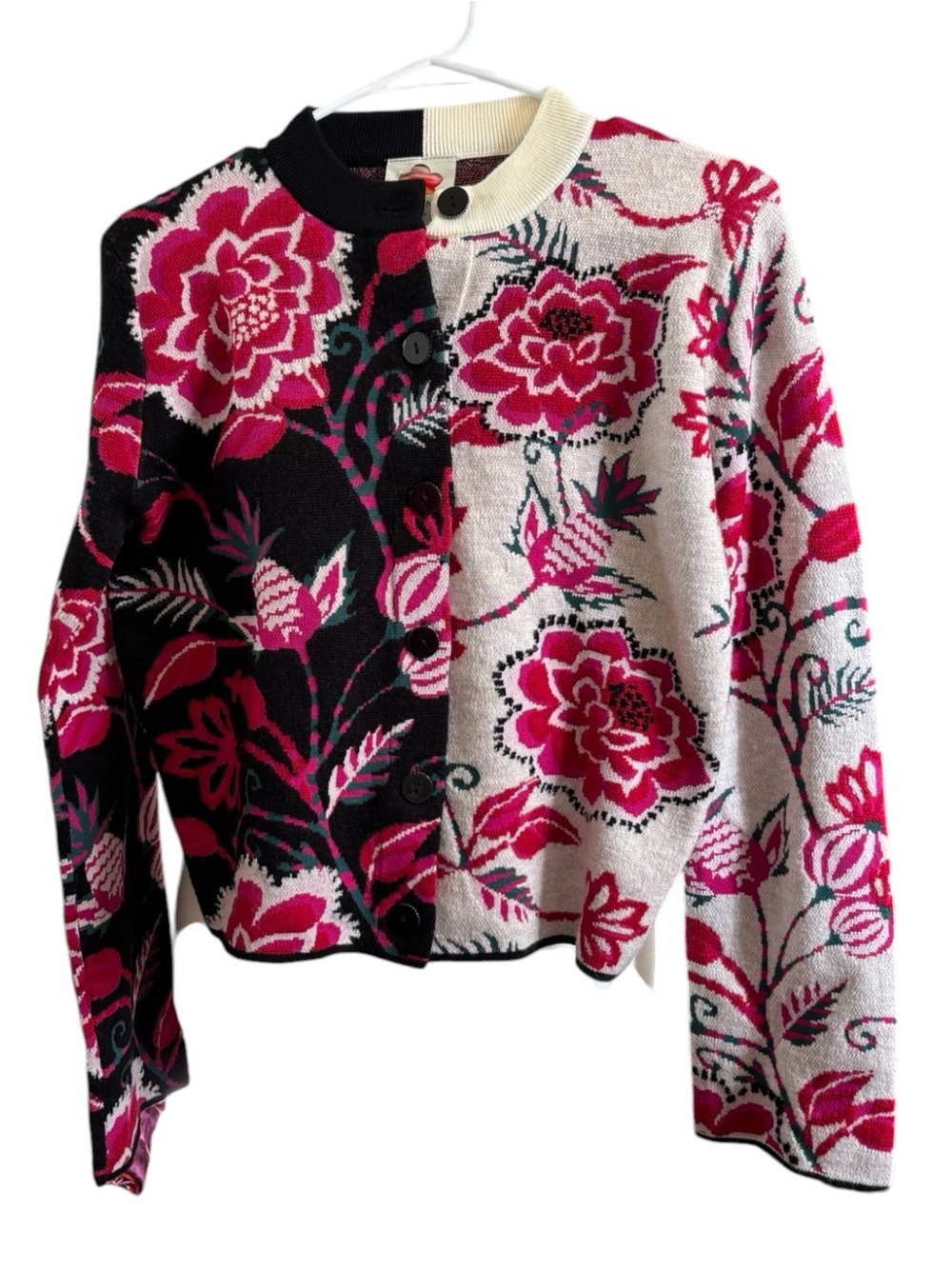 FARM Rio Winter Garden Mixed Knit Cardigan in Marcelle Black Size S. NWT - Picture 4 of 15